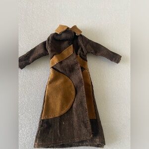 Vintage 1970s Megocorp Maddie Doll Mod Brown Corduroy Faux Suede Coat